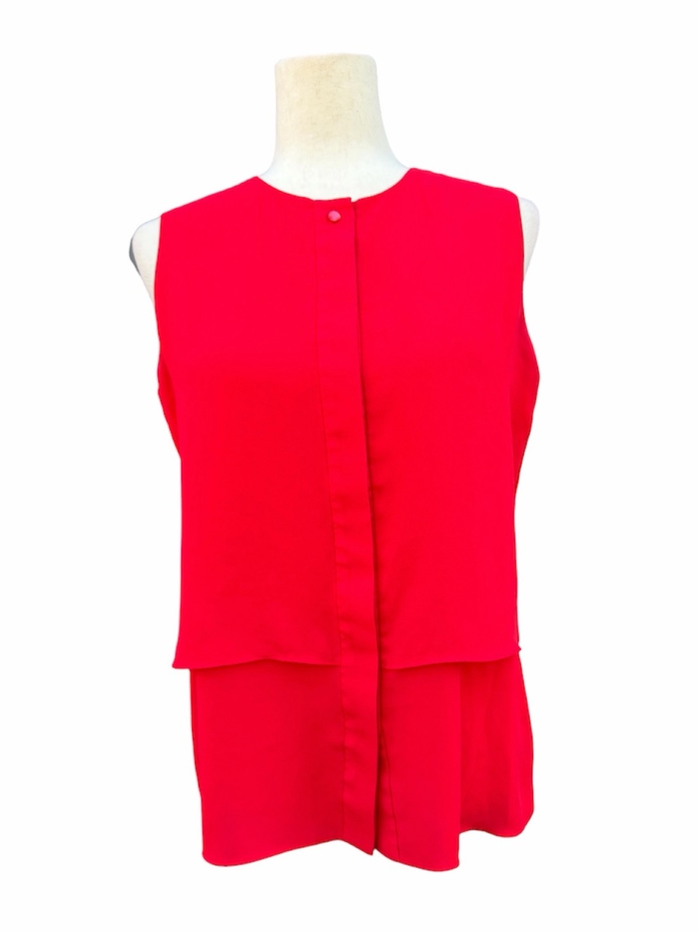 The Limited Sleeveless Layered Vibrant Red Women's button up Blouse top S